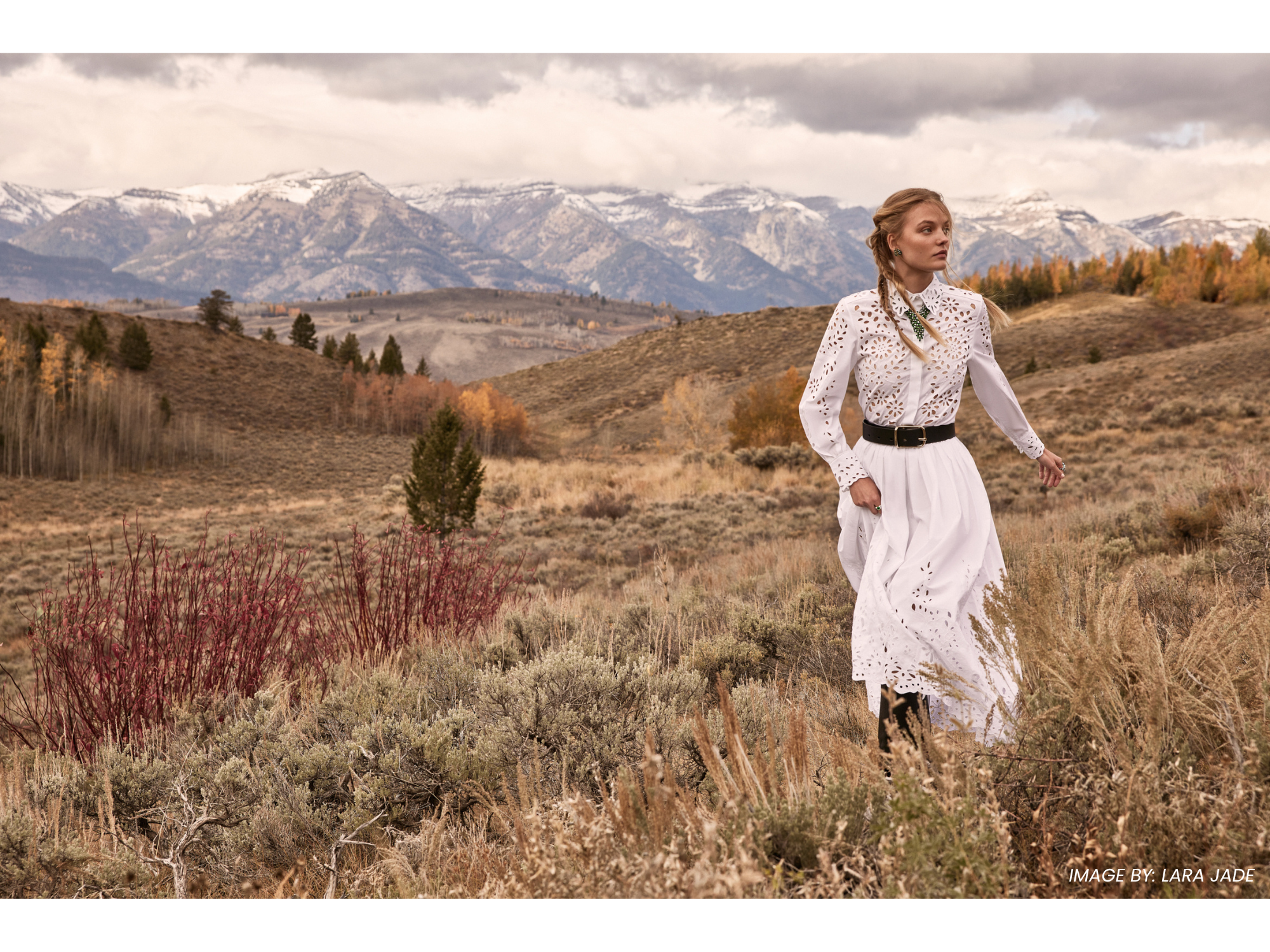 Model in field - image by Lara Jade