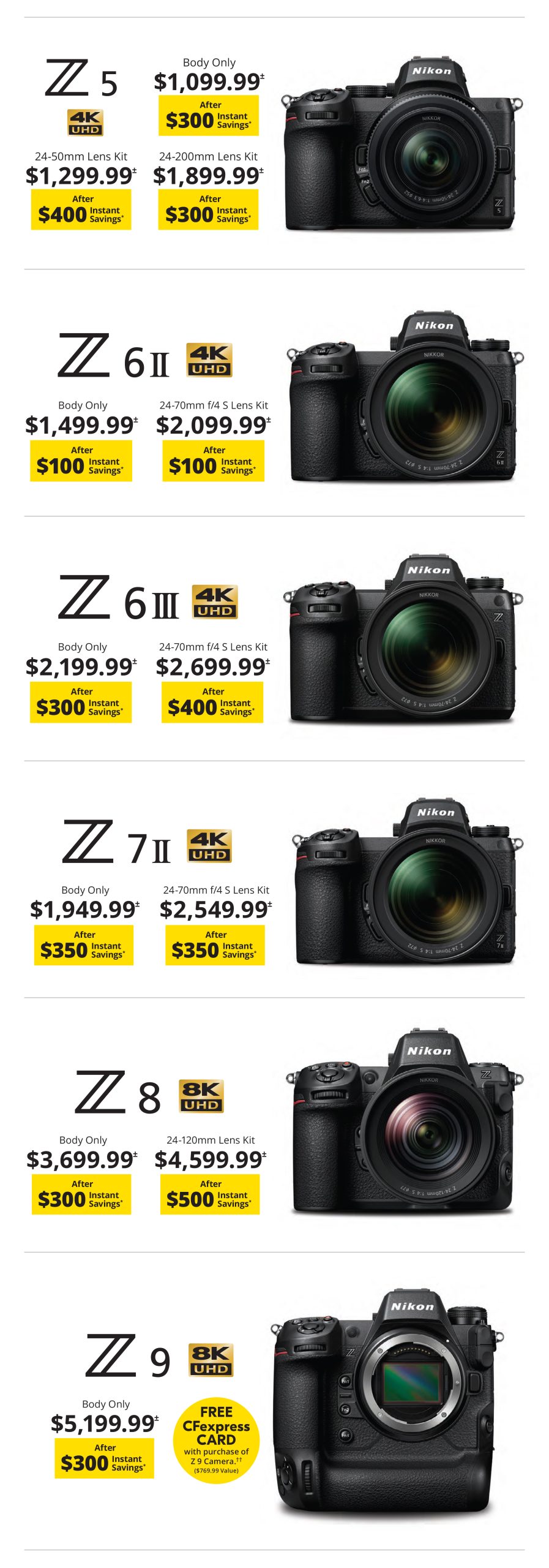 Nikon Z cameras - Instant savings for 6/23-6/29/25