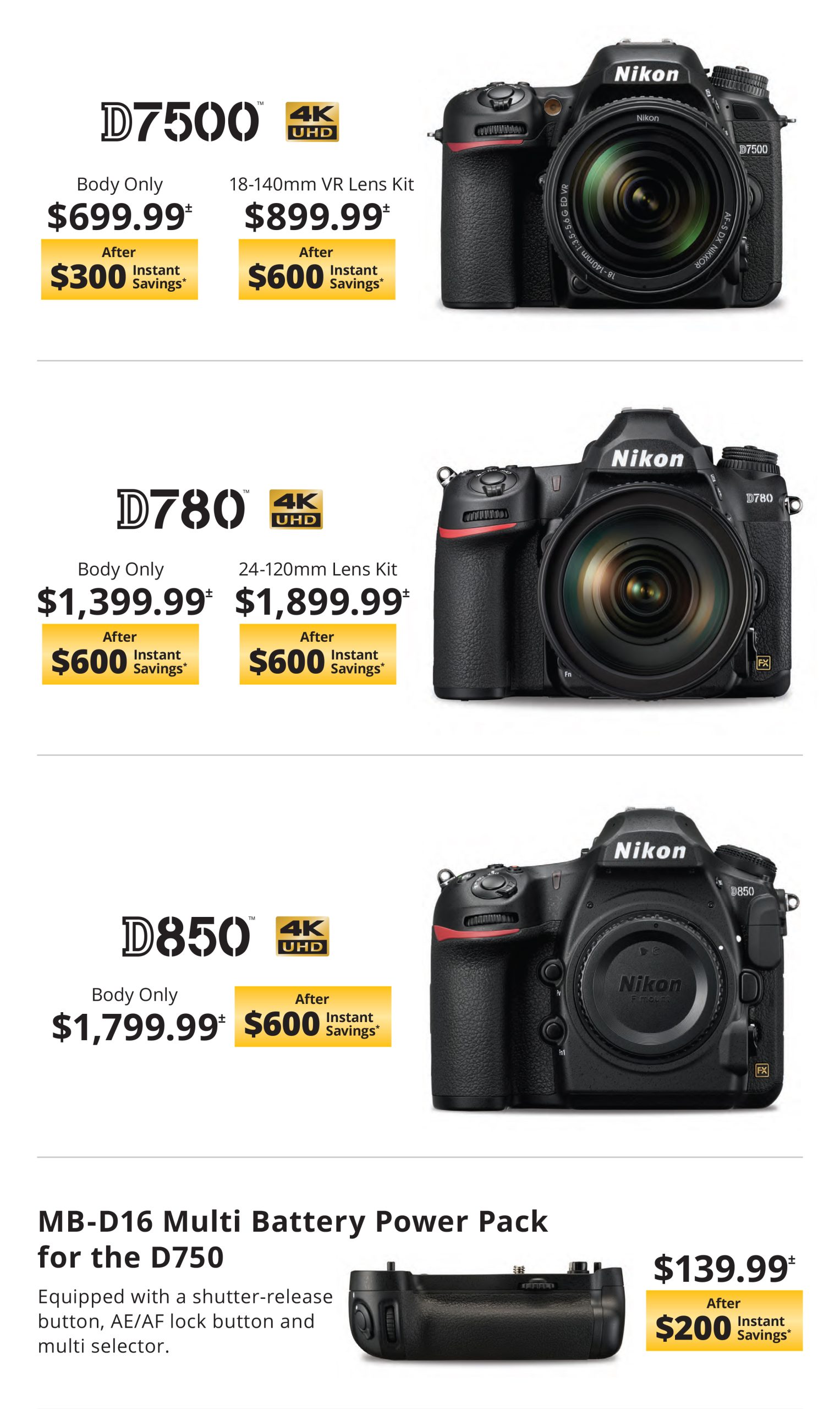 Nikon DSLR instant savings through 6/15/25