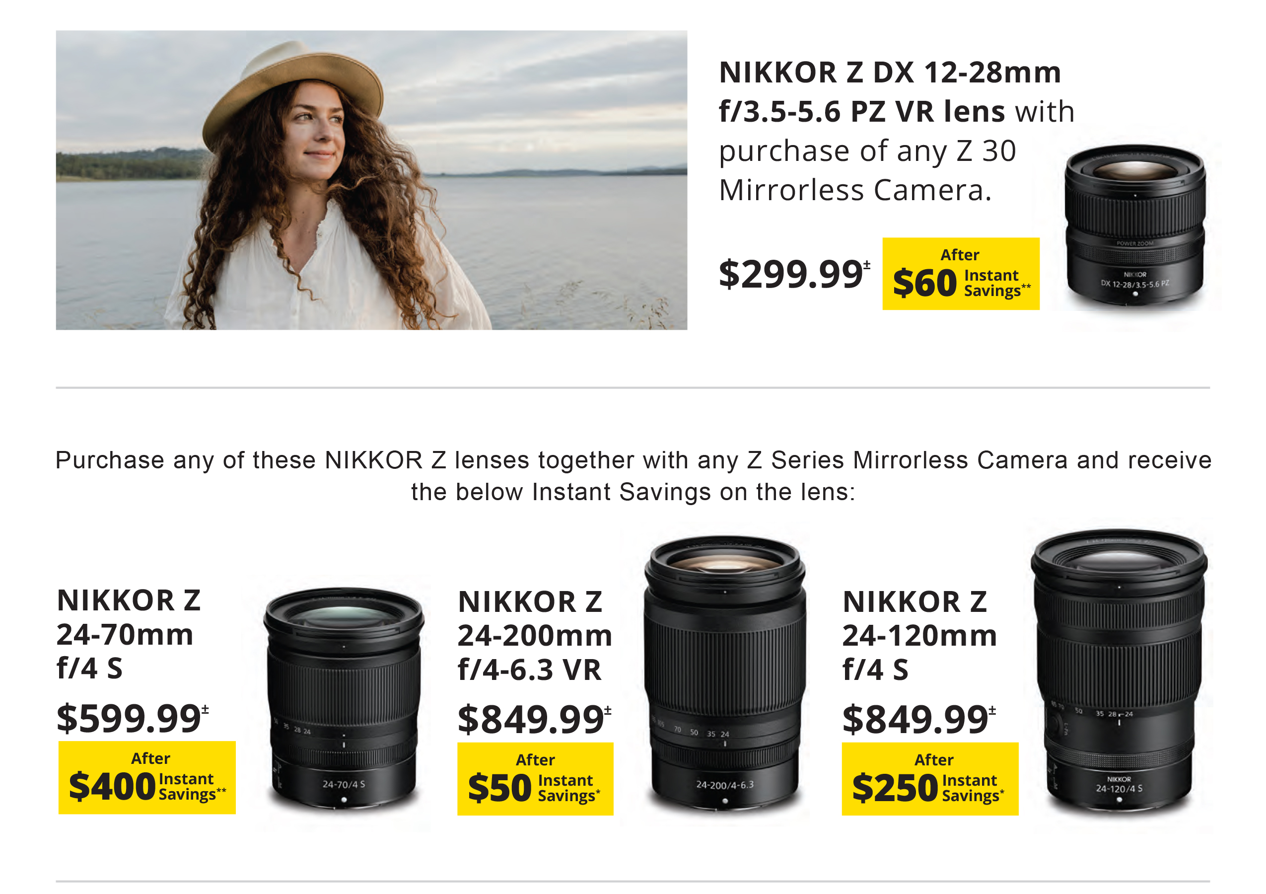 Nikkor Z lenses - Instant savings with Z30 / mirrorless camera purchases for 6/23-6/29/25