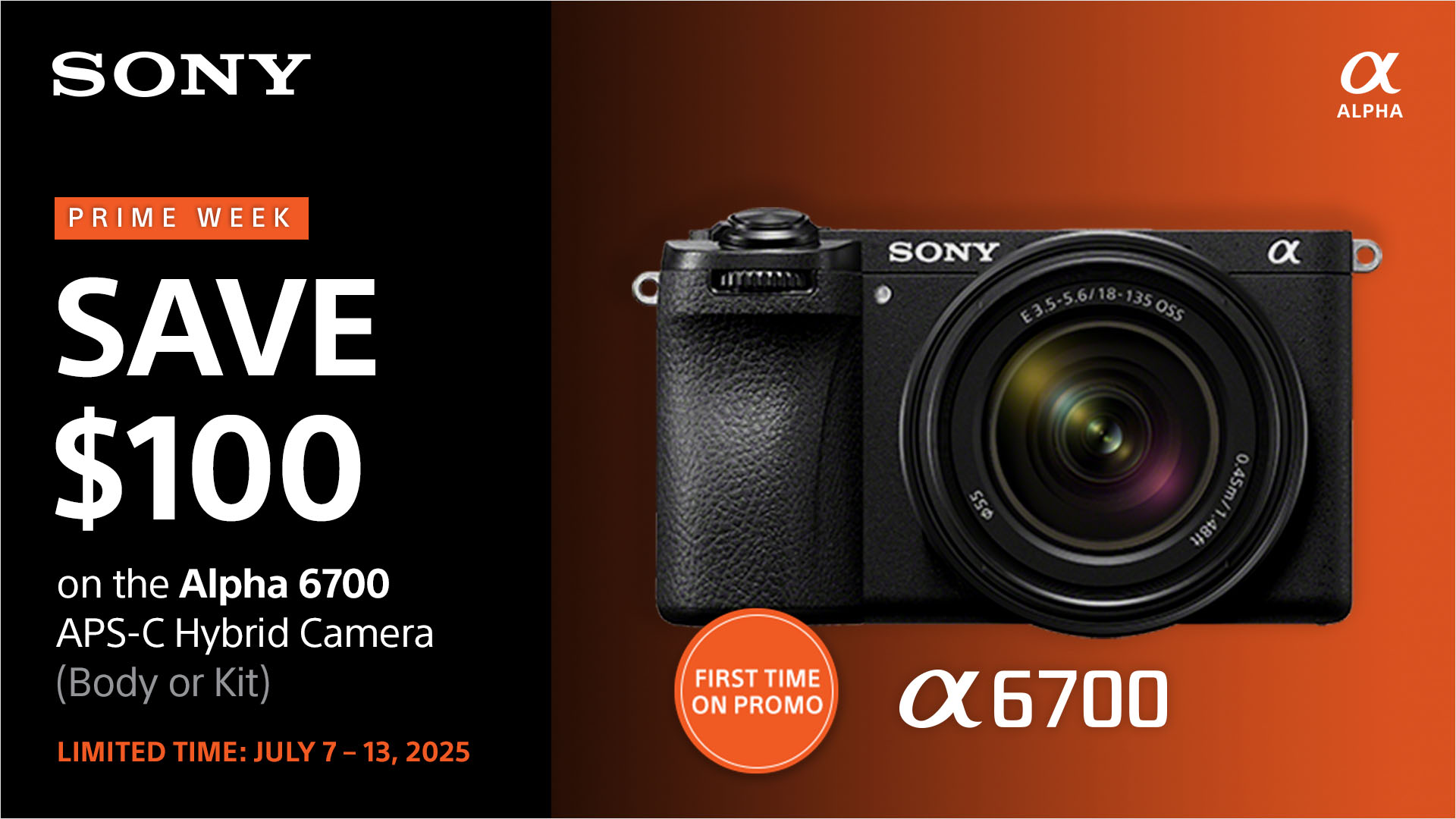 Alpha 6700 Cameras - Save up to $100 on Sony Alpha 6700 APS-C Hybrid Camera